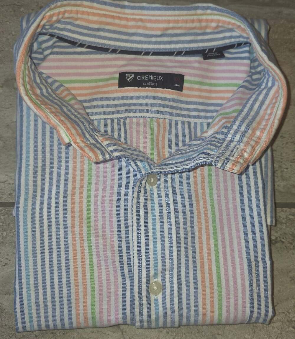 Cremieux Classics Button Down Shirt Size XXL Multicolor Striped Short Sleeve